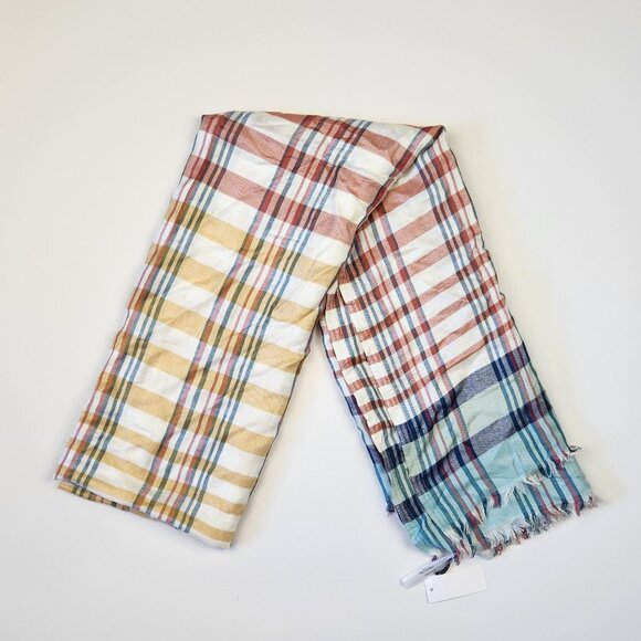 NEW Talbots Plaid Lightweight Soft Fringe Trim Oblong Scarf - Picture 2 of 7